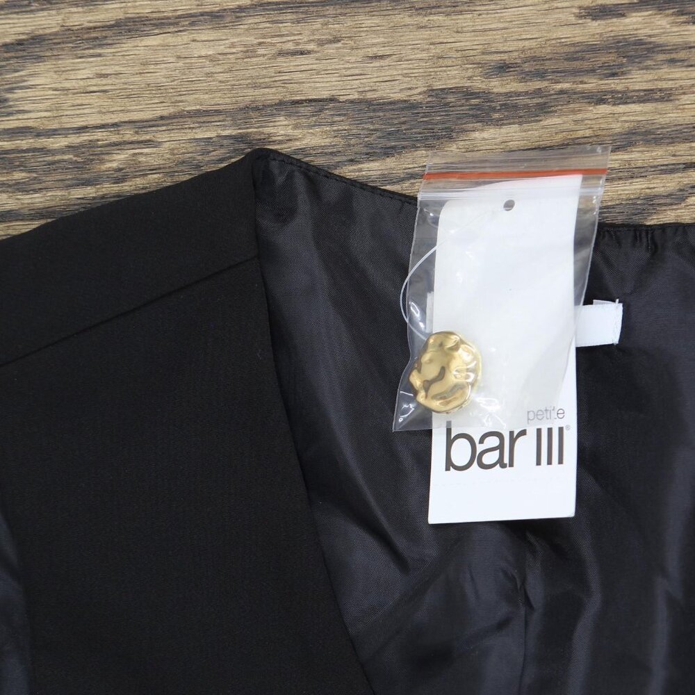 NWT Bar III Womens Petite V-Neck Button-Front Cropped Vest 100207006PT Black PM - Picture 3 of 5